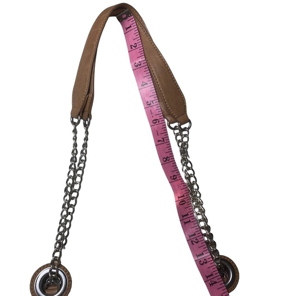 Kate Landry Silver Zebra Print Woven Tote with Chain and Leather Straps - Picture 14 of 14